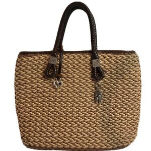 BRIGHTON Elegant Tan Woven Tote Bag